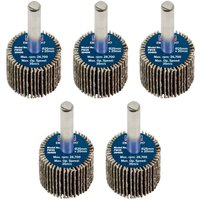 Sealey abrasive flap wheels, 25mm diameter, 20mm width, 6mm shaft, 40 grit, pack of 5 with blue center labels.