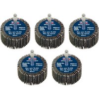 Sealey abrasive flap wheels, 50x25mm, 80 grit, with blue center and 6mm shaft, pack of 5.