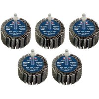 Sealey abrasive flap wheels, 50mm diameter, 25mm width, 6mm shaft, assorted grit, blue center, pack of 5.