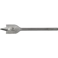Flat wood bit by Sealey, 24mm diameter, 152mm length, silver steel with pointed tip and engraved size marking.