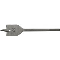 Sealey flat wood bit, 28mm diameter, 152mm length, silver steel with pointed tip and engraved size marking.