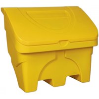 Yellow Sealey grit and salt storage box, 130L capacity, with a hinged lid and sturdy base.