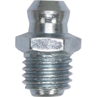 "Metal Sealey grease nipple straight M8 x 1mm with hexagonal base and threaded end"