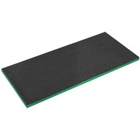 Black and green Sealey easy peel shadow foam sheet for tool chests and cabinets, rectangular with smooth surface.