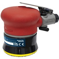 Red and black Sealey air palm orbital sander with a silver handle and 75mm sanding pad.