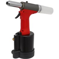 Red and black Sealey GSA314 heavy duty air riveter with a silver nozzle and ergonomic handle.