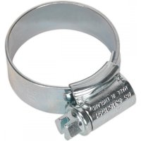 Sealey HCJ1A Hi-Grip® zinc-plated hose clip, Ø22-30mm, silver metallic finish, screw adjustment mechanism.