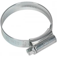 Sealey Hi-Grip zinc-plated hose clip, adjustable Ø35-50mm, silver metal band with screw mechanism, pack of 20.