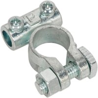 Sealey Heavy Duty 24v Positive Battery Terminal, silver metal clamp with two screws and bolt for secure connection.