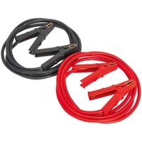 Red and black Sealey heavy duty jump leads with copper/aluminium cables and sturdy clamps.