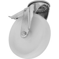 Sealey heavy duty nylon castor wheel with bolt hole, total lock, and silver metal bracket for secure attachment.
