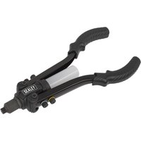 Black Sealey Heavy Duty Short Arm Riveter with curved handles and silver rivet holder.