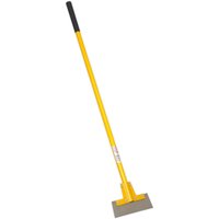Yellow Sealey heavy-duty steel floor scraper with long handle and black grip.