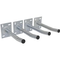 Sealey heavy duty wall mount storage hooks, silver metal with square base plates and black rubber tips, set of four.