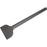 Sealey Hex Shank Asphalt Cutter, long black metal shaft with flat chisel end, compatible with Bosch and Makita breakers.