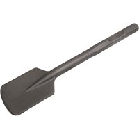 Sealey Hex Shank Clay Spade, dark gray, with flat, wide blade and hexagonal shank for Bosch and Makita breakers.