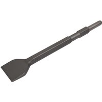 Sealey hex shank flat chisel, dark gray, compatible with Makita and Hitachi demolition hammers, tapered design.