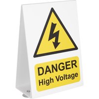 White Sealey warning sign with yellow triangle, black lightning bolt, and "DANGER High Voltage" text.