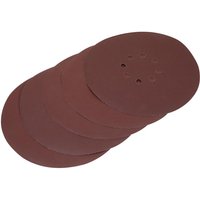 Brown Sealey Hook and Loop Drywall Sanding Discs, 225mm, with multiple holes, stacked in a fanned arrangement.