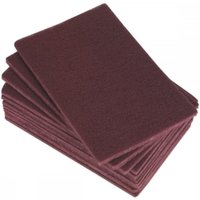 Maroon Sealey abrasive finishing pads, 150x230mm, medium grit, stacked in a pack of 10.
