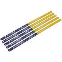 Pack of 5 Sealey HSB0532 bi-metal hacksaw blades, 300mm, 32TPI, with yellow and blue ends.