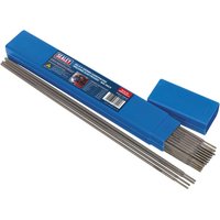 Sealey HV600 hardfacing welding electrodes in a blue rectangular box with a label on the lid.
