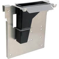 Silver Sealey IBC pump mounting bracket with black funnel and multiple mounting holes.
