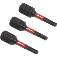 Sealey hexagon screwdriver bits, black with red bands, impact power tool compatible, set of three.