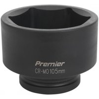 Black Sealey IS1105 impact socket, 105mm, 1in square drive, with "Premier CR-MO 105mm" text on the side.