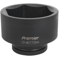 Black Sealey IS1110 impact socket, 110mm size, 1in square drive, with "Premier CR-MO110mm" text on side.