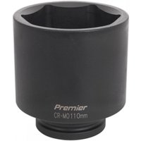 Black Sealey IS1110D impact socket, 110mm deep, 1in square drive, with "Premier CR-MO 110mm" text on side.
