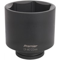 Black Sealey IS1120D impact socket, 120mm deep, with 1in square drive and "Premier CR-MO 120mm" text.