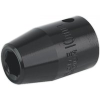 Black Sealey IS1210 impact socket, 10mm size, 1/2in square drive, with engraved markings.