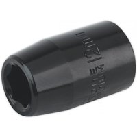 Black Sealey impact socket, 12mm size, 1/2in square drive, with engraved size marking on the side.