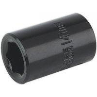 Black Sealey impact socket, 14mm, 1/2in square drive, cylindrical with engraved size marking.