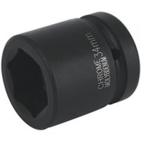 Black Sealey impact socket, 34mm, 1-inch square drive, with engraved size marking and durable finish.