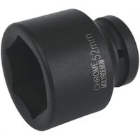 Black Sealey impact socket, 52mm, 1in square drive, with chrome finish and engraved size marking.