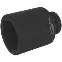 Black Sealey impact socket, 60mm deep, 1in square drive, with engraved size marking on the side.