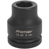 Black Sealey IS3419 impact socket, 19mm, 3/4in square drive, with engraved "Premier CR-MO 19 mm" text.