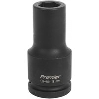 Black Sealey 19mm deep impact socket with 3/4in square drive, cylindrical shape, and engraved branding.