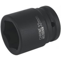 Black Sealey impact socket, 32mm size, 3/4in square drive, chrome molybdenum construction with engraved labeling.