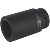 Black Sealey impact socket, 33mm deep, 3/4in square drive, with engraved size marking and durable finish.