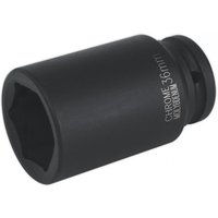 Black Sealey impact socket, 36mm deep, 3/4in square drive, with engraved size marking on side.