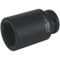 Black Sealey impact socket, 38mm deep, with 3/4in square drive, matte finish, and engraved size marking.