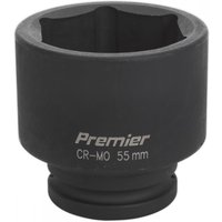 Black Sealey impact socket, 55mm, 3/4in square drive, with "Premier CR-MO 55mm" text on the side.