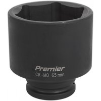 "Black Sealey IS3465D impact socket, 65mm deep, 3/4in square drive, with engraved text and matte finish"
