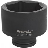 Black Sealey impact socket, 70mm size, 3/4in square drive, with "Premier CR-MO 70 mm" text on the side.
