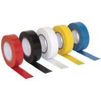 Sealey ITMIX10 PVC insulating tape set, 19mm x 20m rolls in red, black, white, yellow, and blue, pack of 10.
