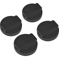 Black round Sealey jacking pad set for BMW vehicles, featuring four identical pads with flat tops and side grooves.