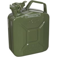 Green Sealey 5L Jerry Can with sturdy handle and secure cap, featuring embossed text and rectangular design.